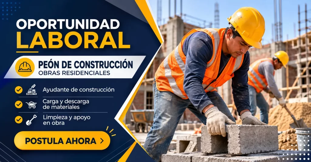 Peón de construcción obras residenciales